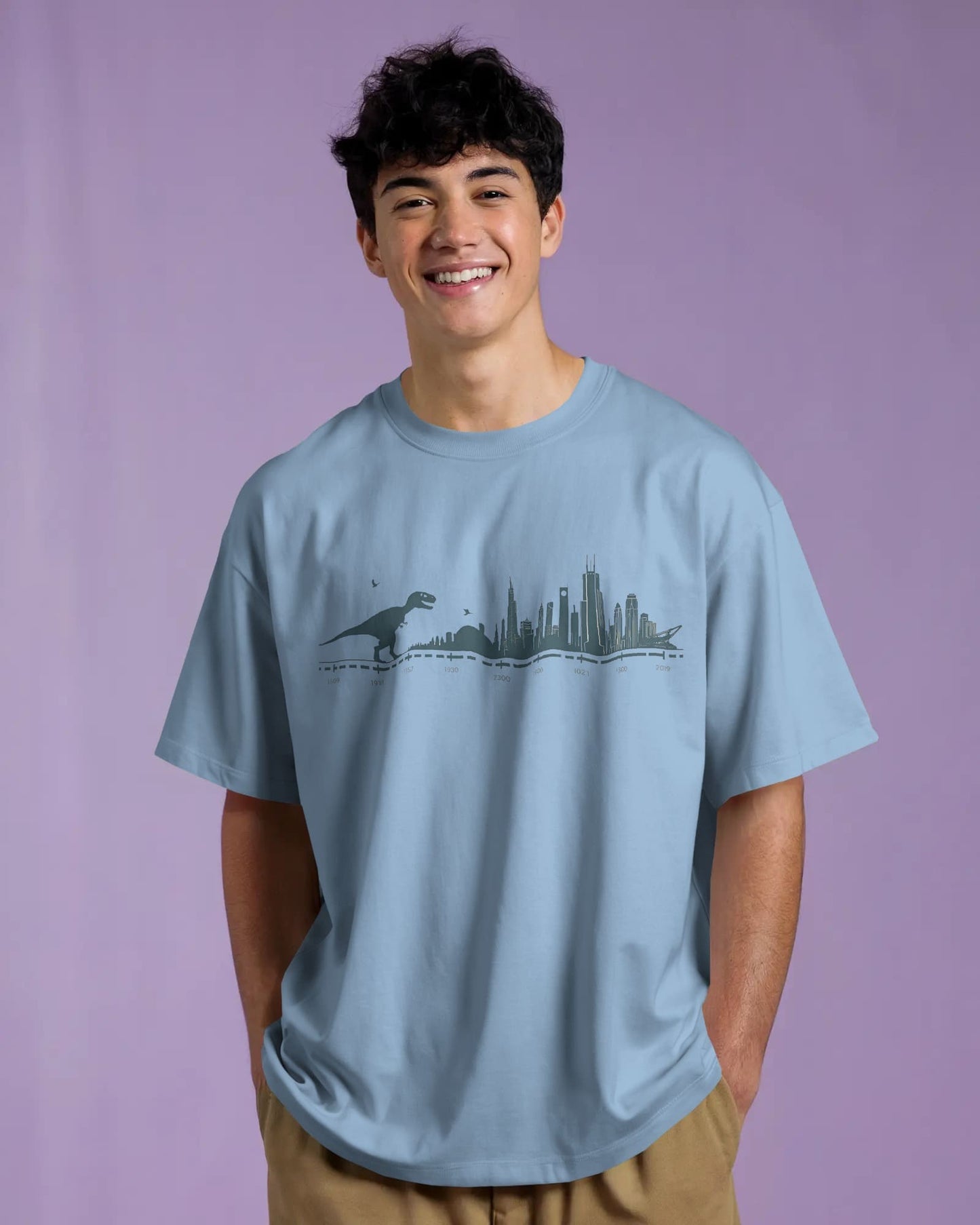 Evolution of Dinosaur- Men Oversize T-shirt