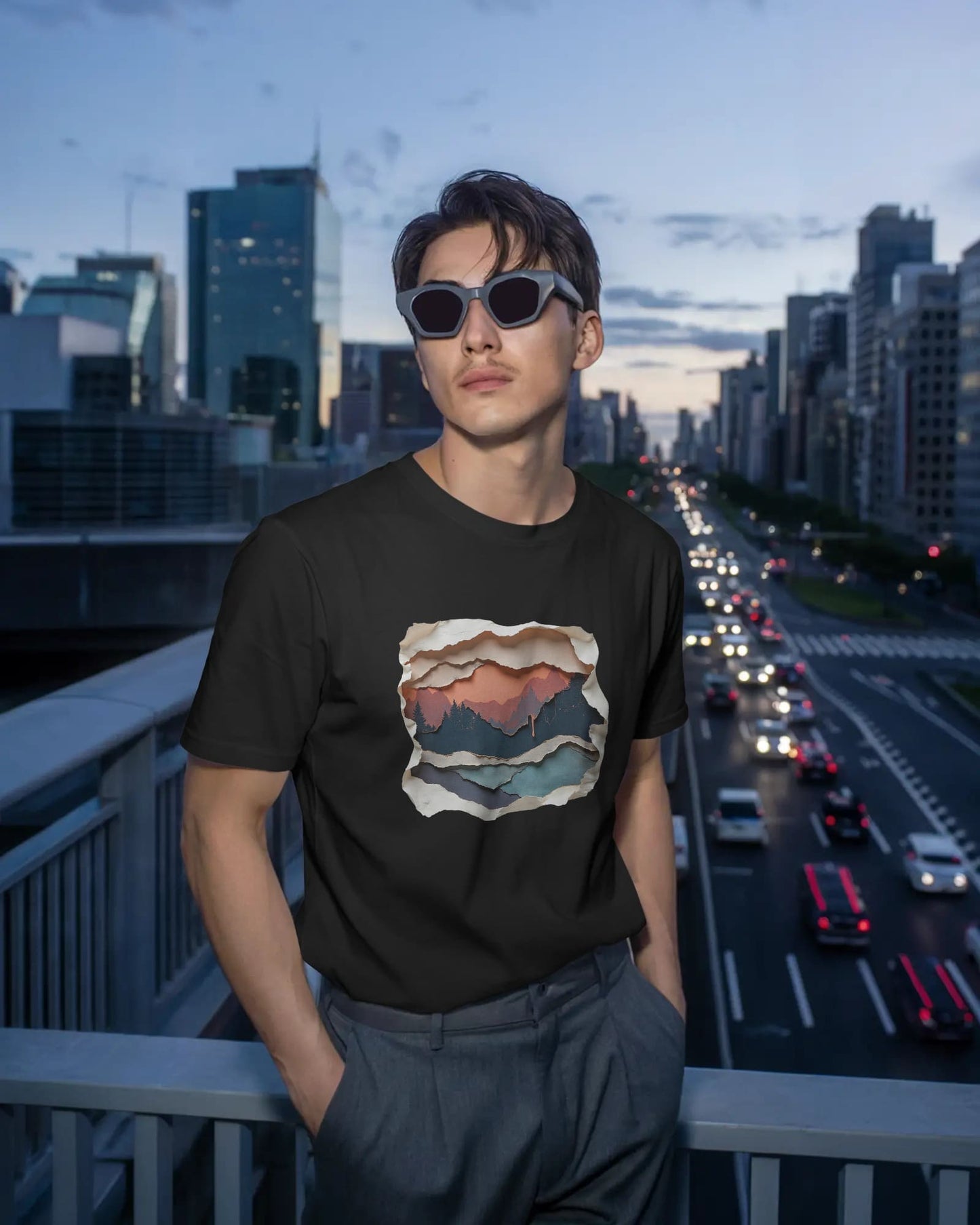 Abstract Mountain View-Men Half Sleeve Round Neck T-shirt