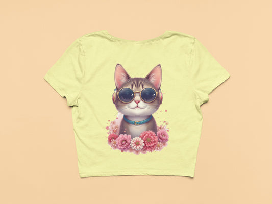 Cat with goggles-Crop Top