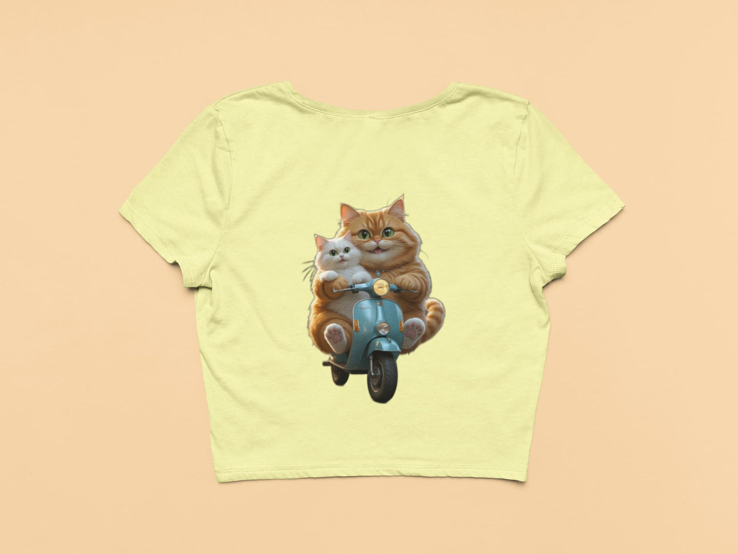 Cute Cat on Scooter- Crop Top
