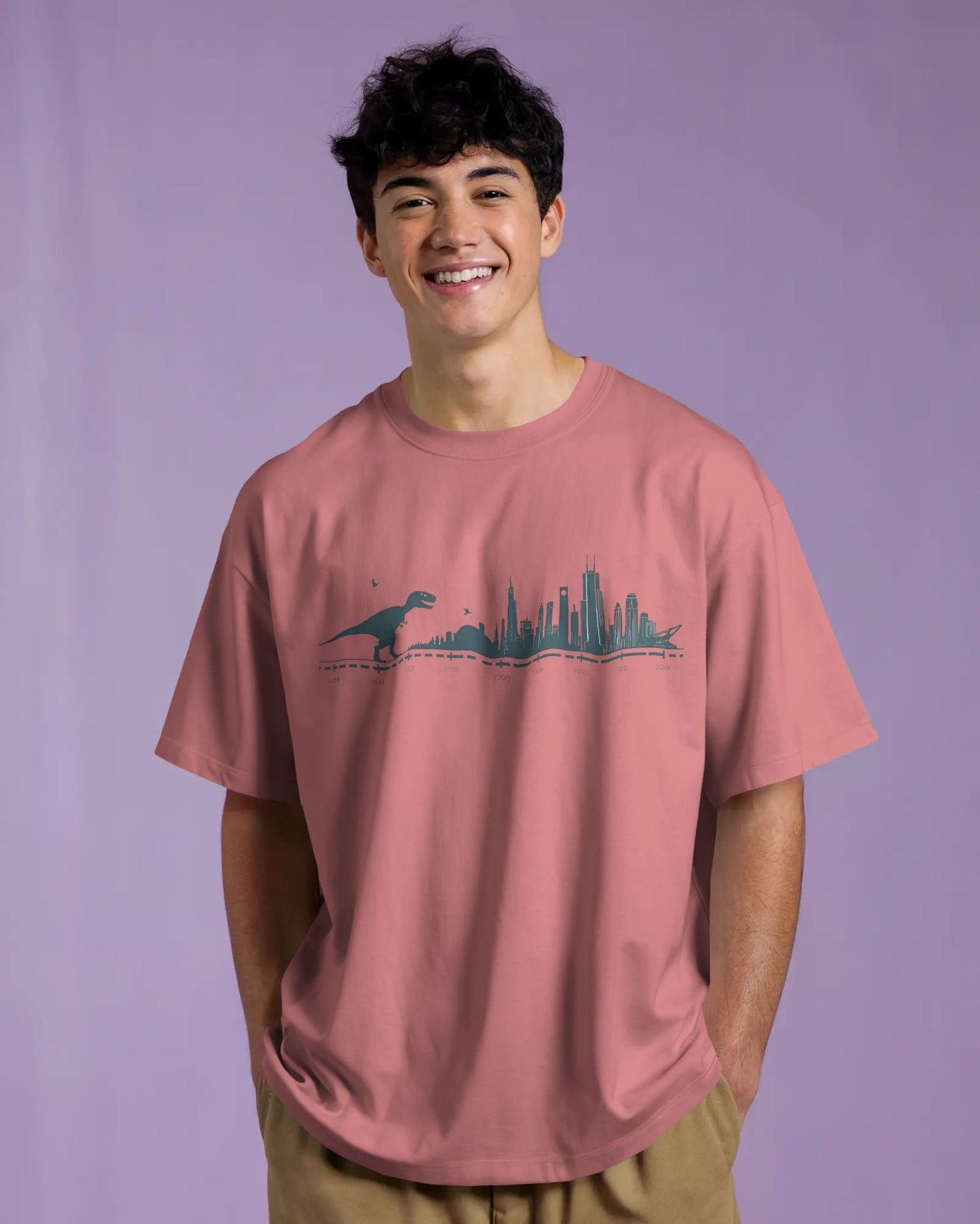 Evolution of Dinosaur- Men Oversize T-shirt