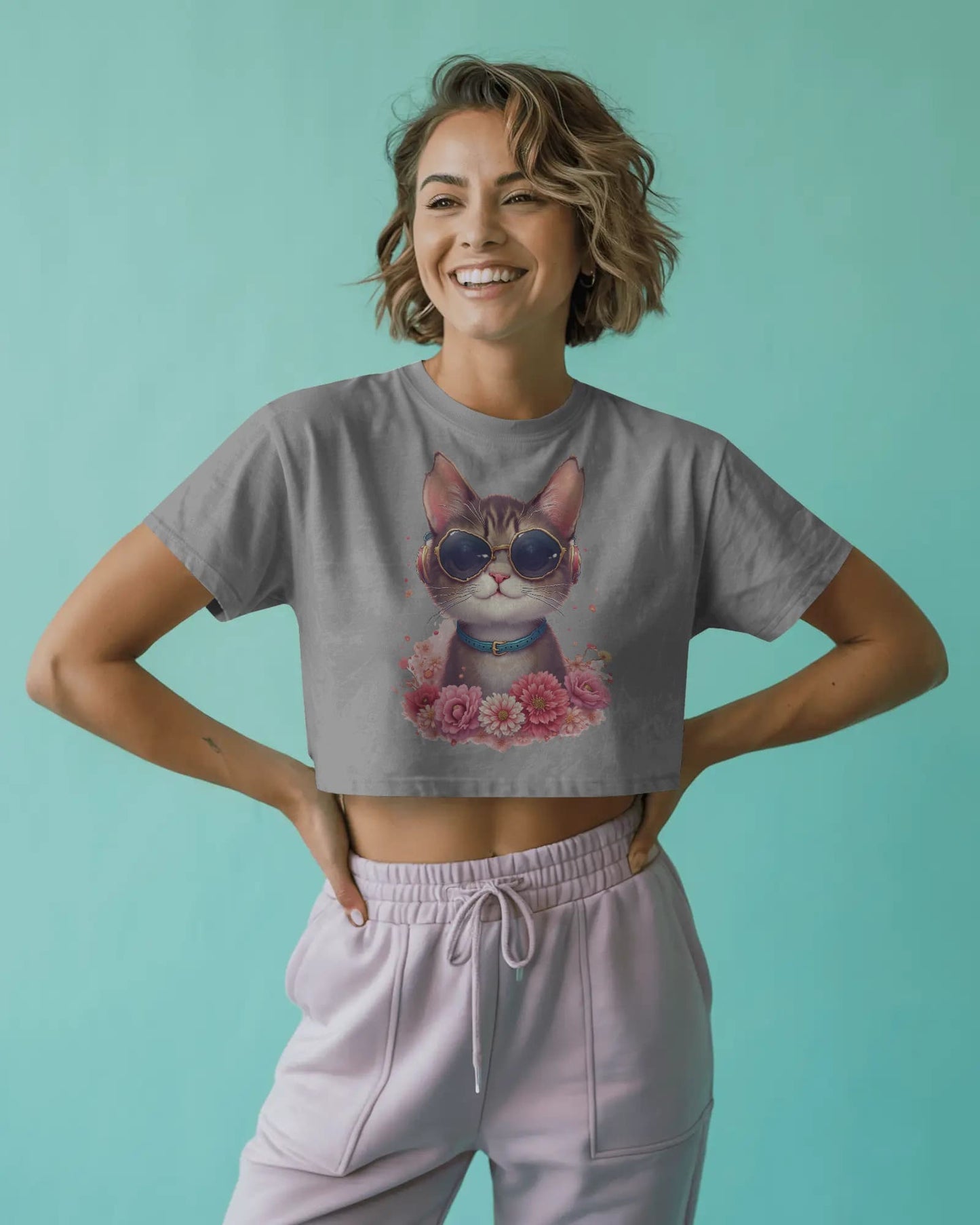 Cat with goggles-Crop Top