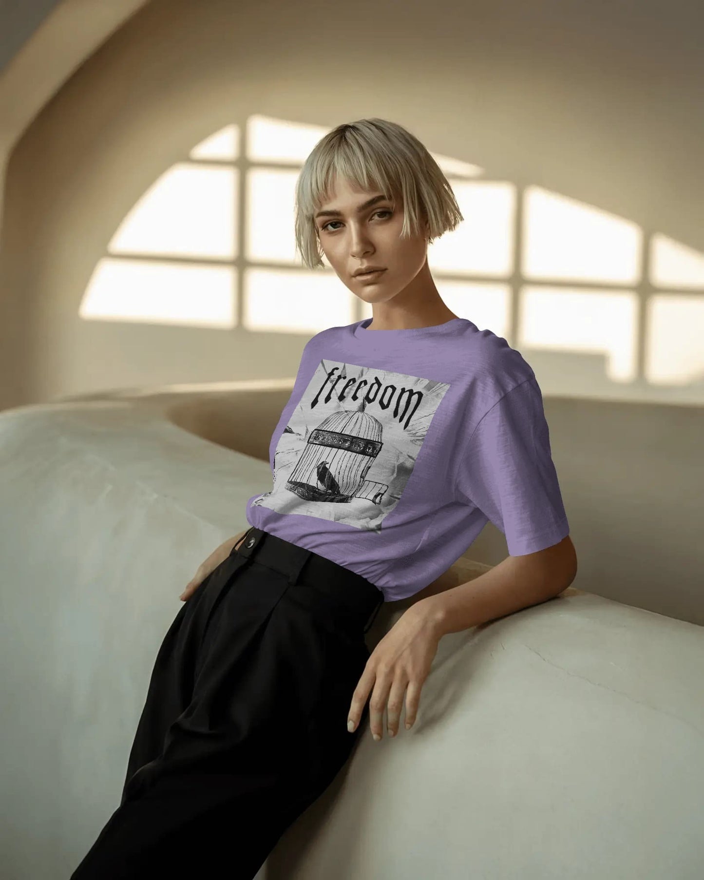 Freedom Cage-Women Oversize T-shirt