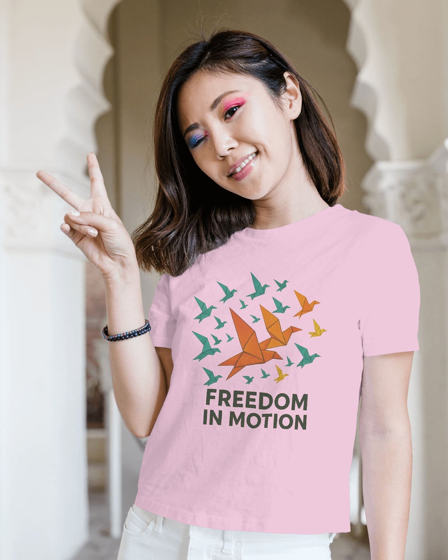 Freedom In Motion- Women Half Sleeve Round Neck T-shirt