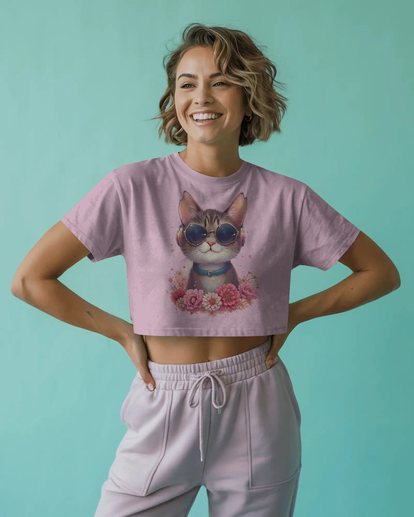 Cat with goggles-Crop Top