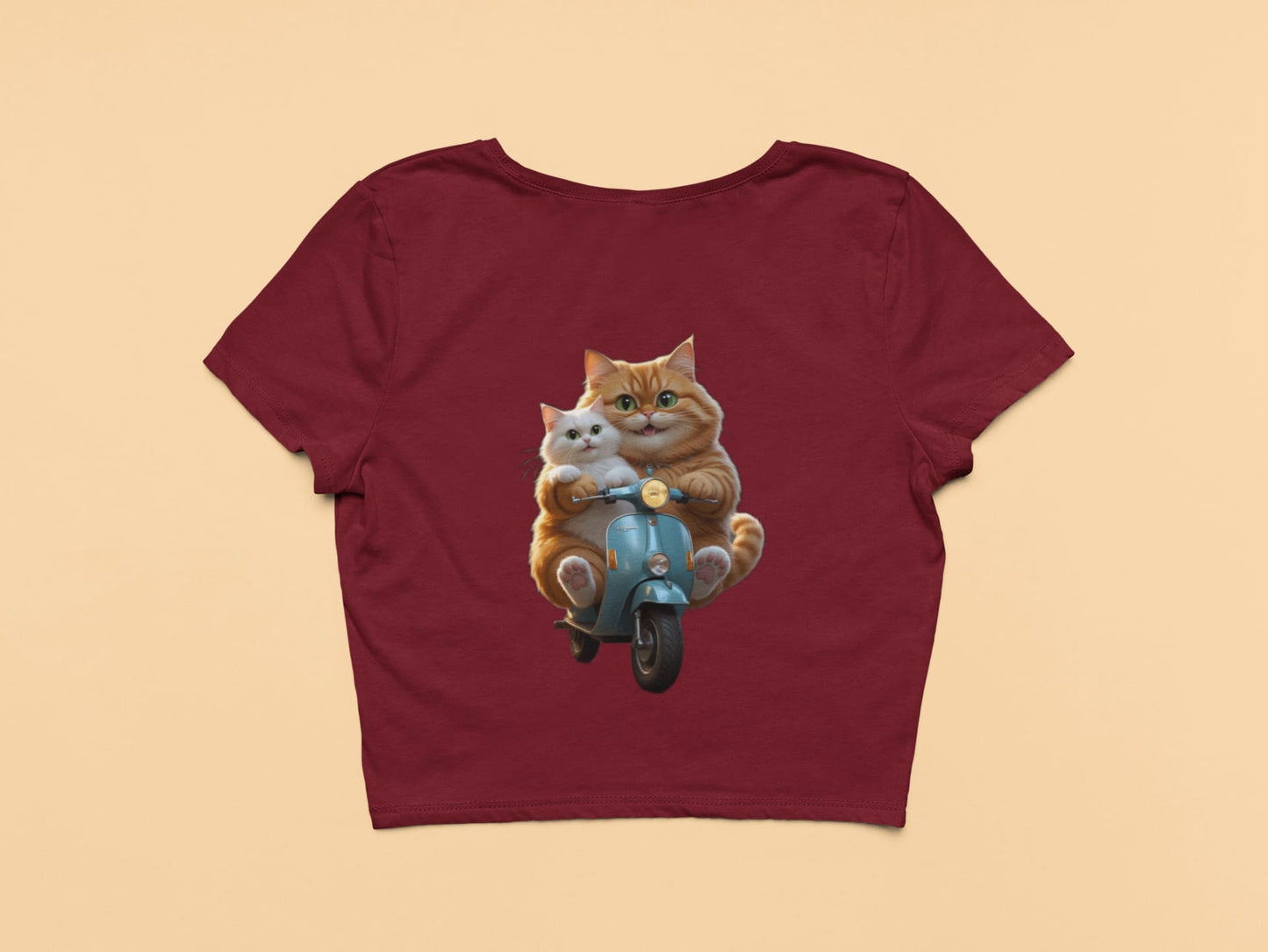 Cute Cat on Scooter- Crop Top