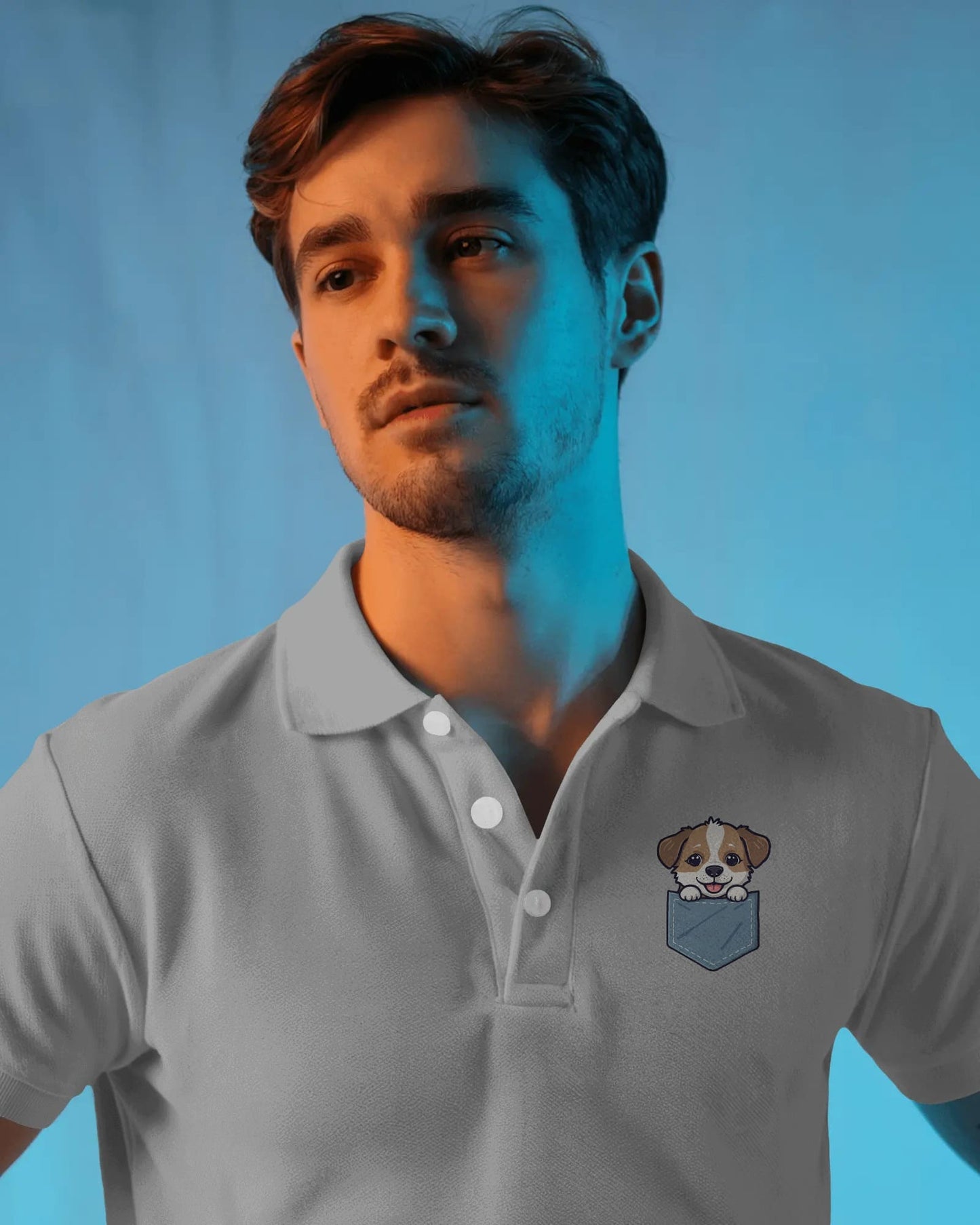 Pocket Puppy- Men Polo T-shirt