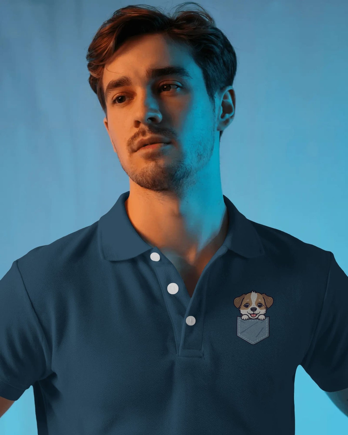 Pocket Puppy- Men Polo T-shirt