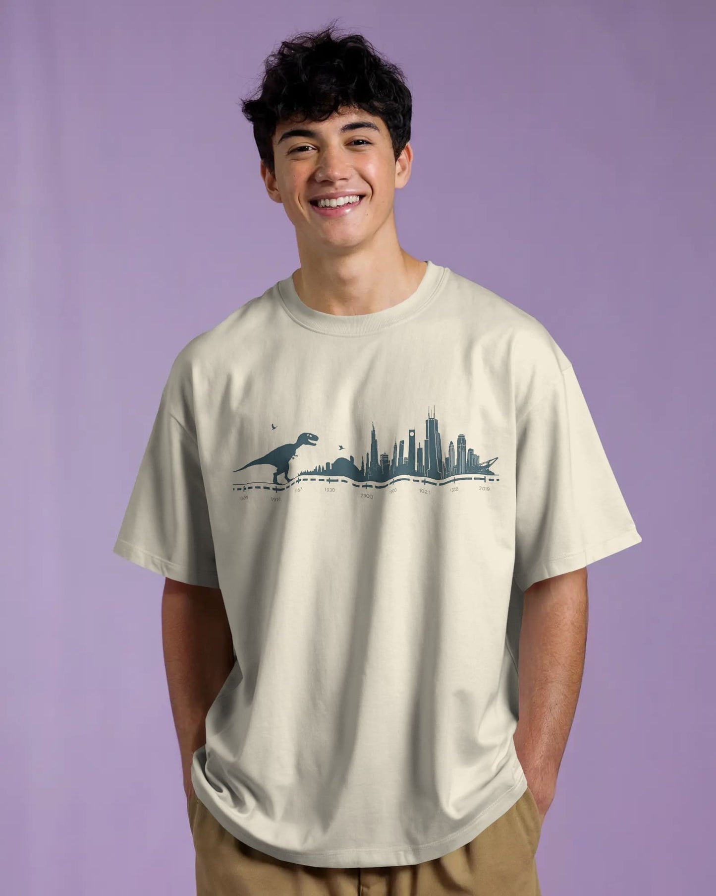 Evolution of Dinosaur- Men Oversize T-shirt