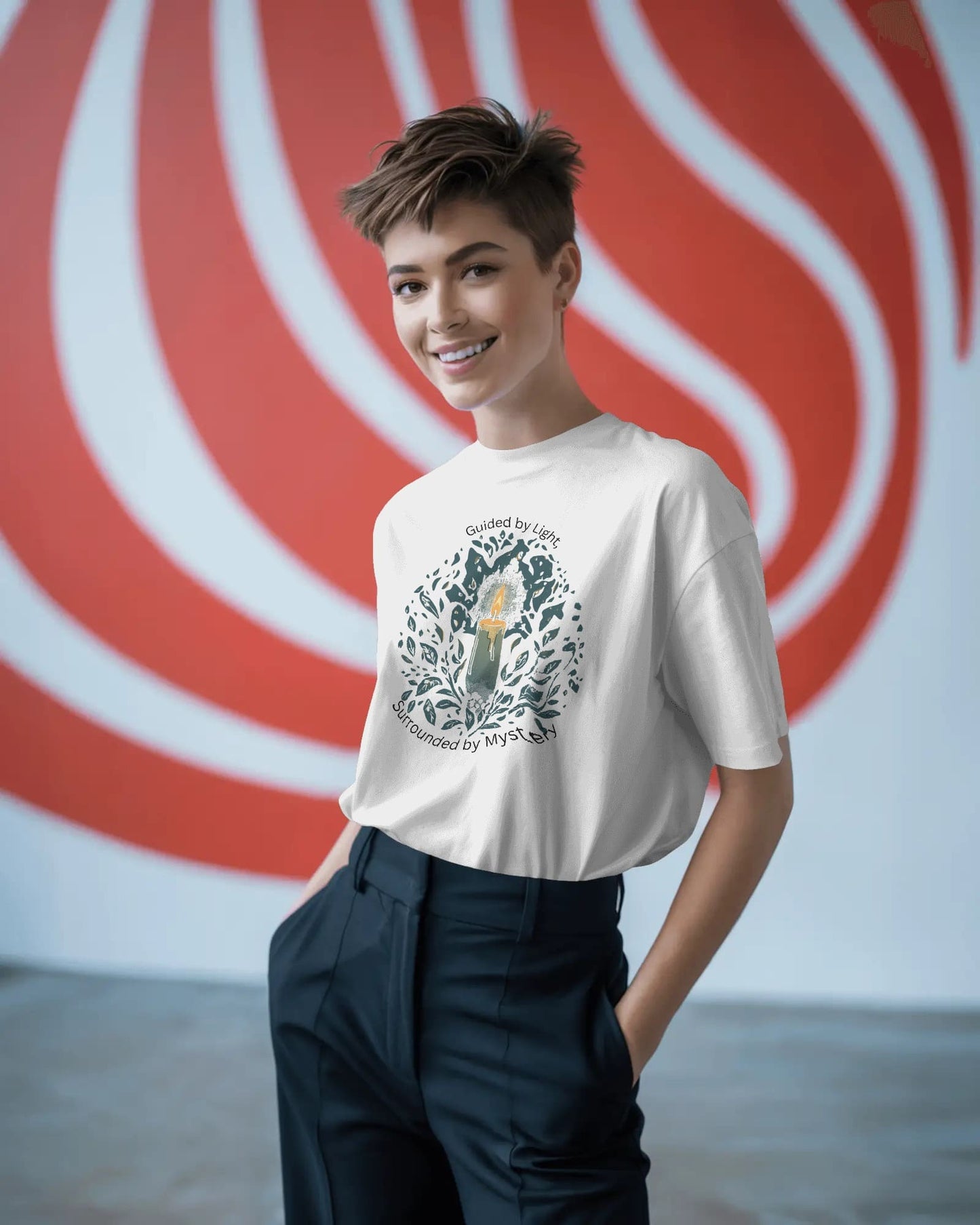 Candle- Guided by Light- Women Oversize T-shirt