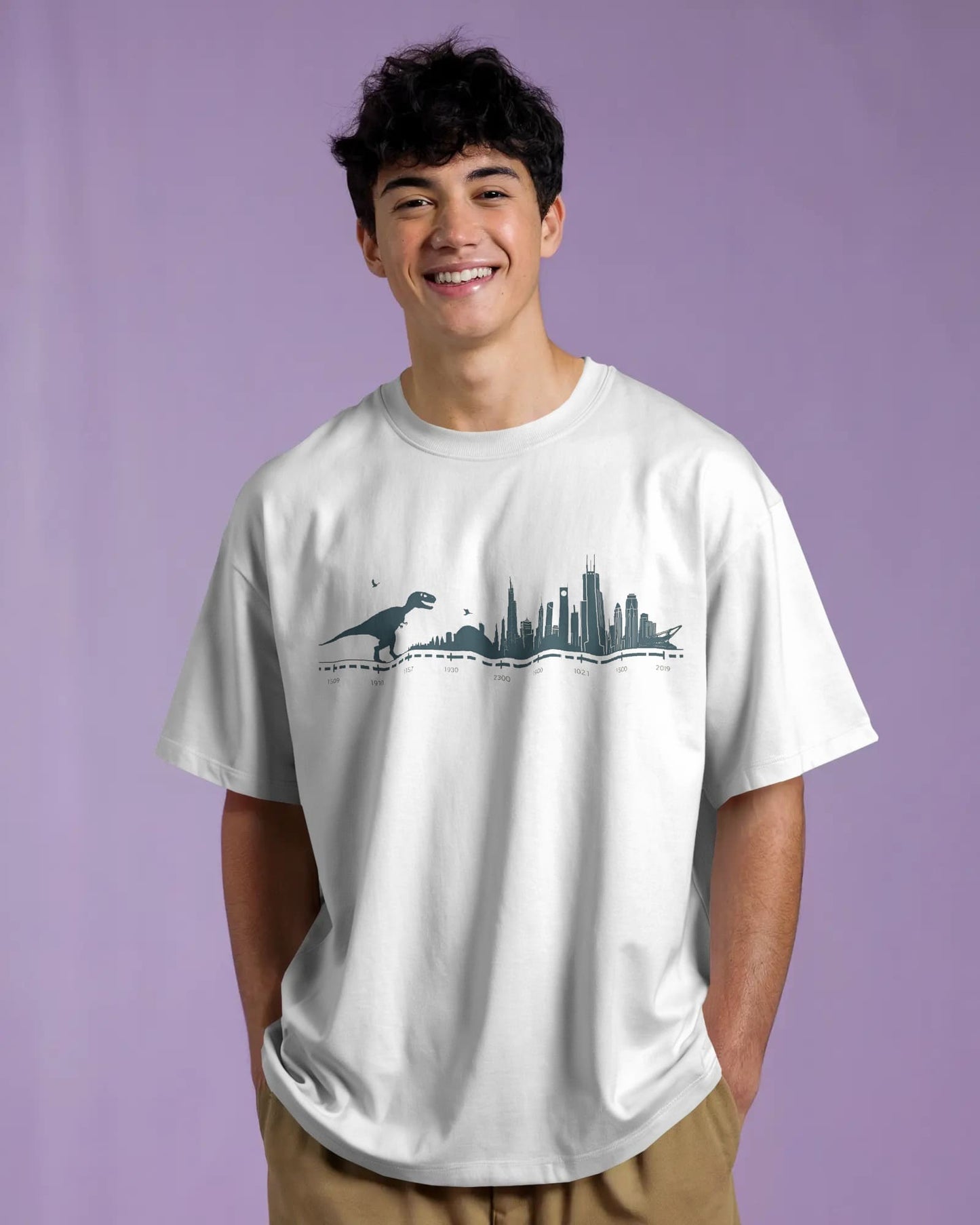 Evolution of Dinosaur- Men Oversize T-shirt