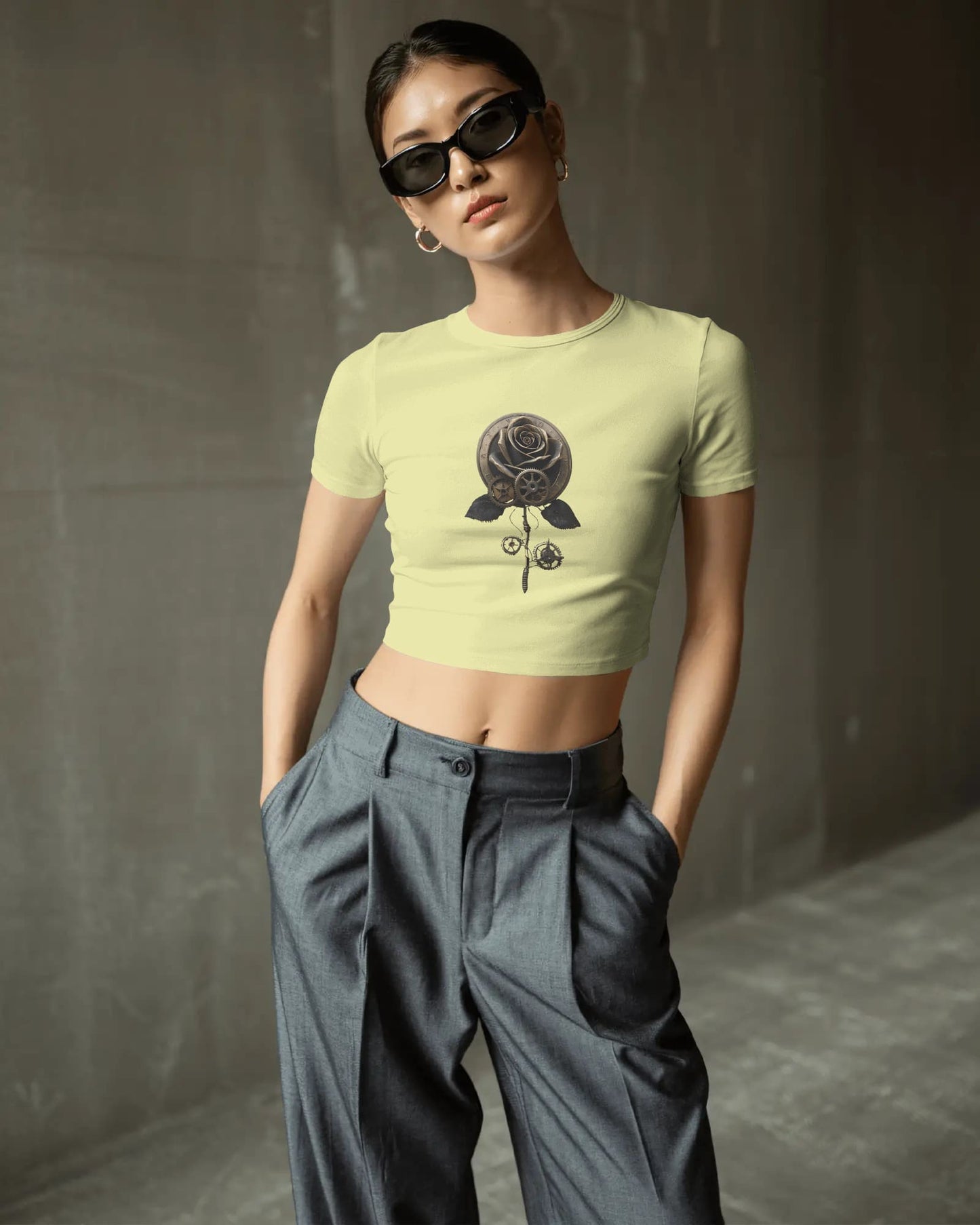 Mechanical Rose- Crop Top