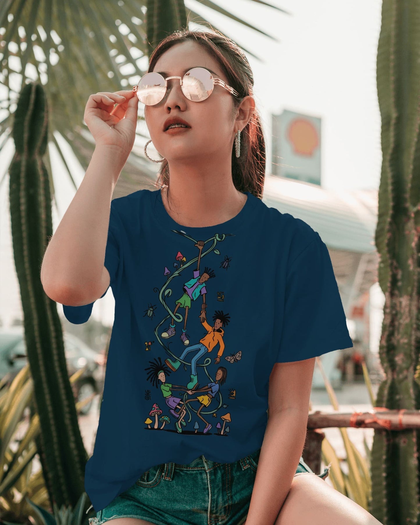 Hanging Vines-Women Half Sleeve Round Neck T-Shirt