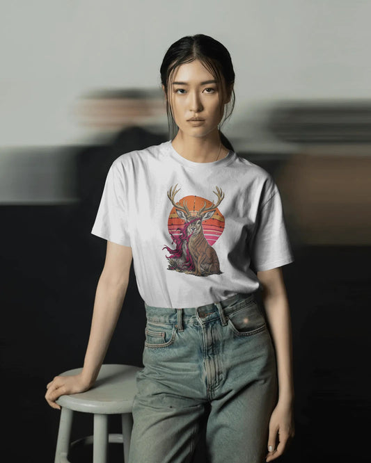 Deer- Women Half Sleeve Round Neck T-shirt
