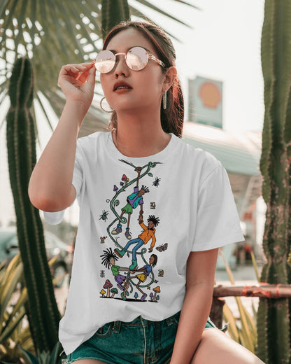 Hanging Vines-Women Half Sleeve Round Neck T-Shirt