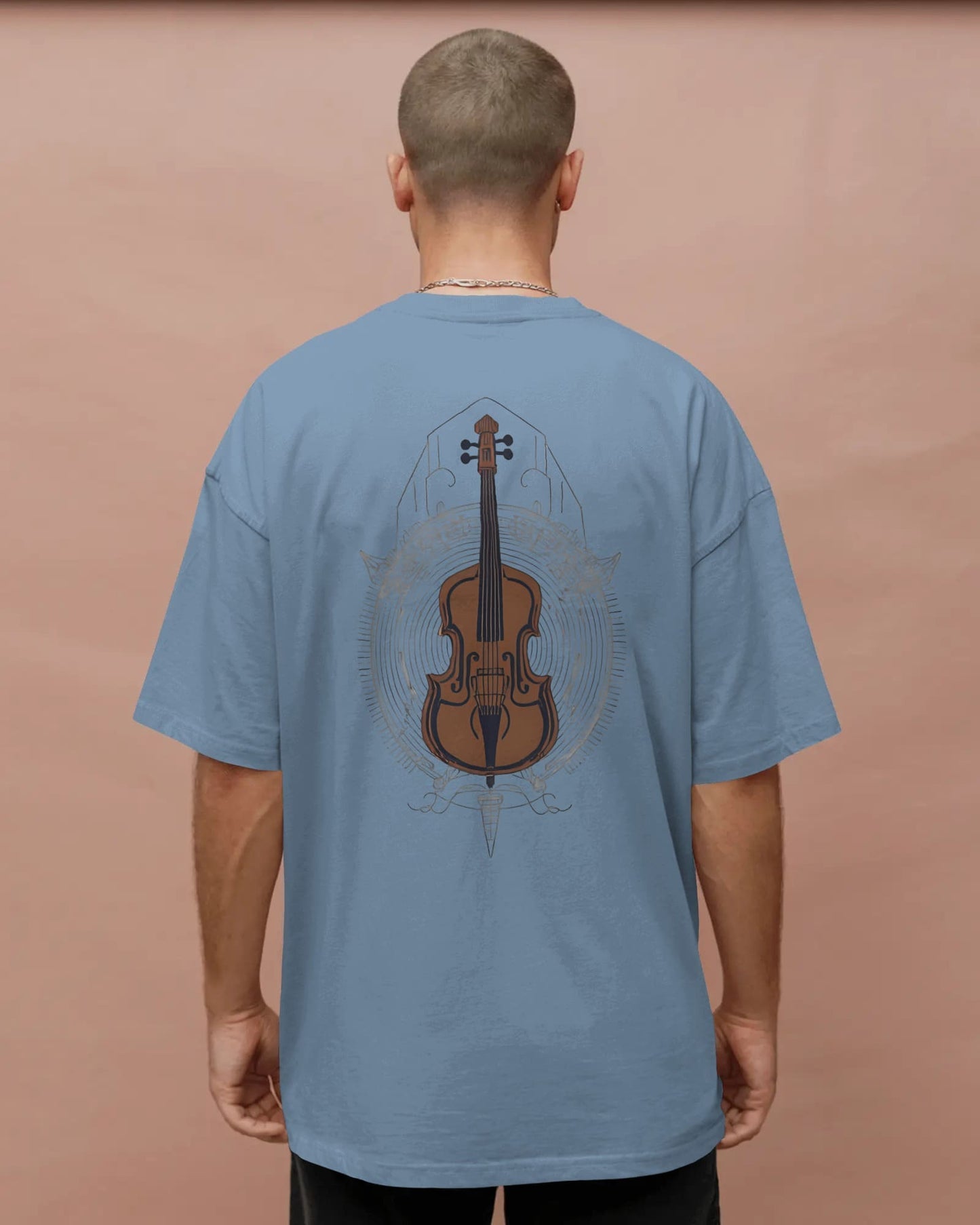 Violin Musical Notes-Men Oversize T-shirt