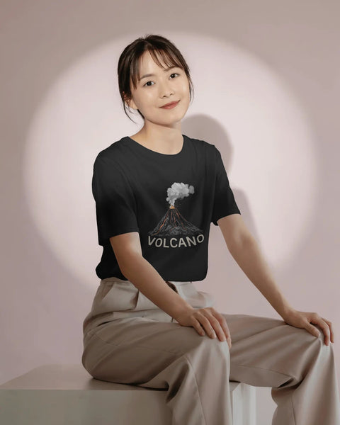 Volcano Eruption- Women Half Sleeve Round Neck T-shirt