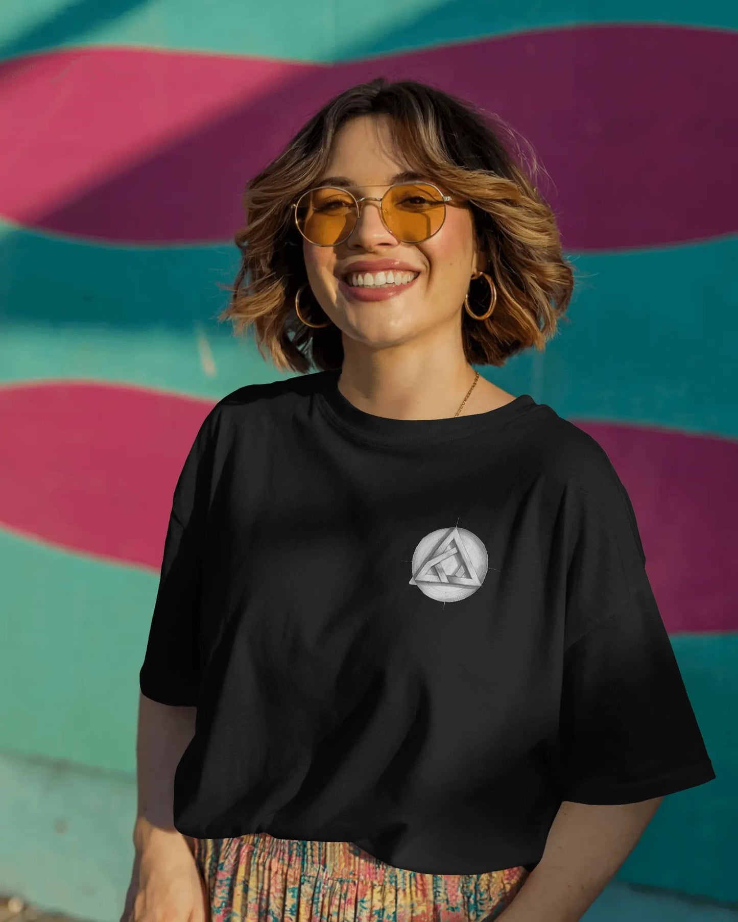 Circle Triangle Logo- Women Oversize T-shirt
