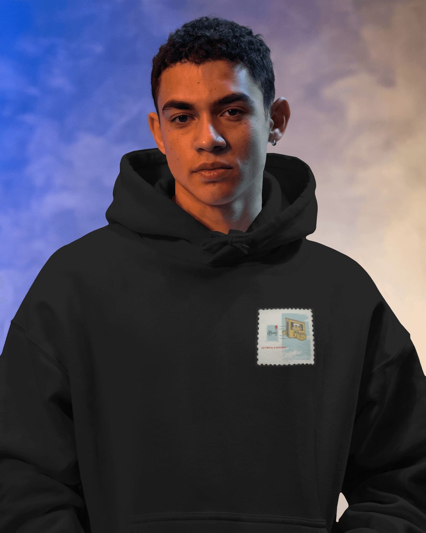 Postcard Stamp-Men Hoodie
