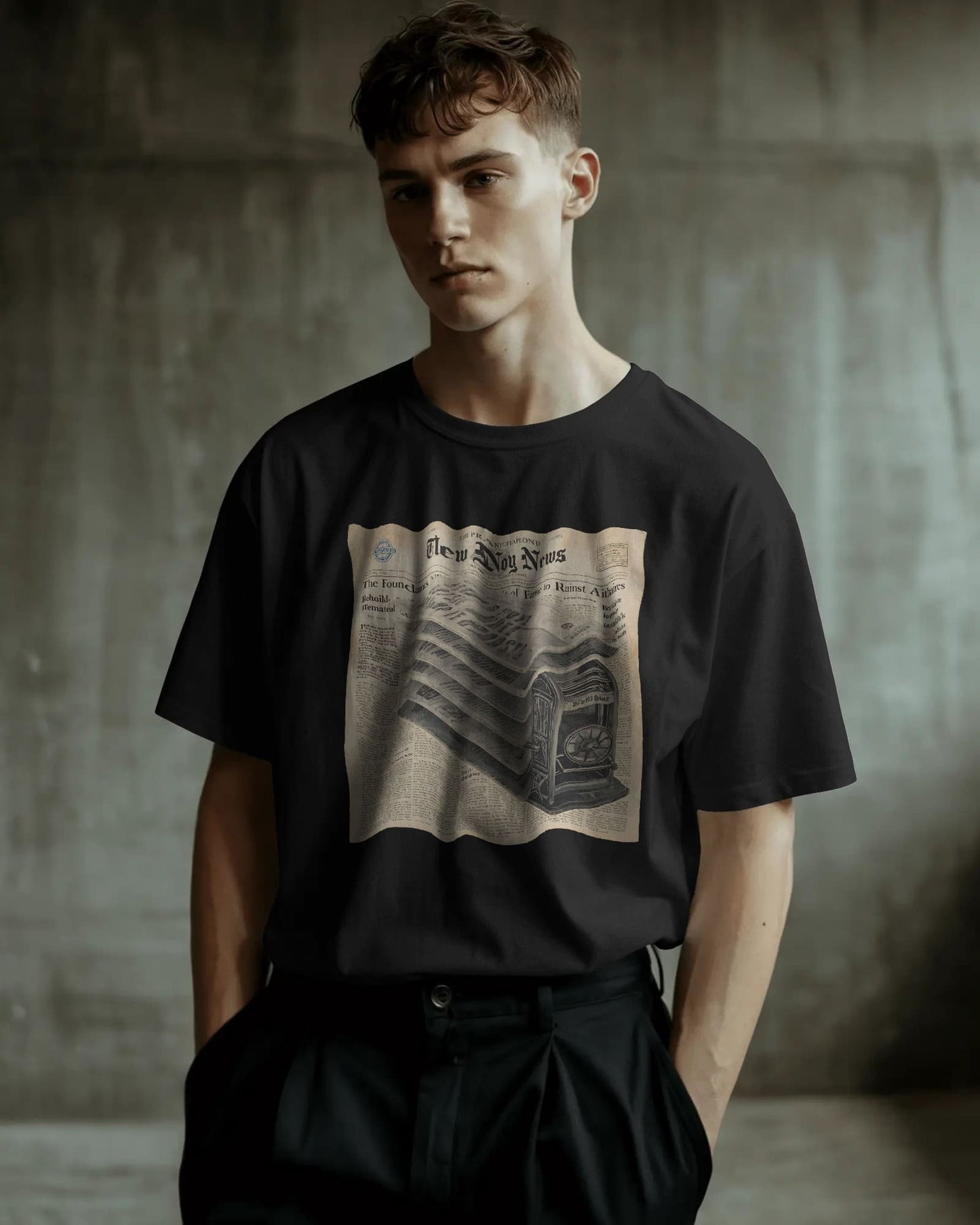 Newspaper Design- Men Oversize T-shirt