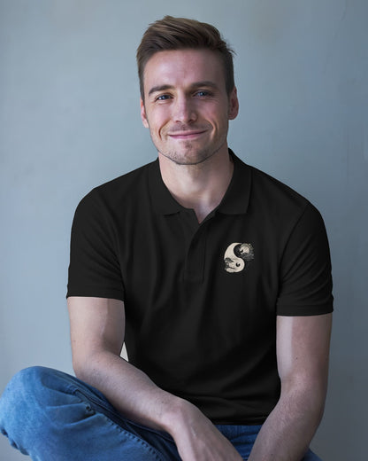 Black White Circle- Men Polo T-shirt