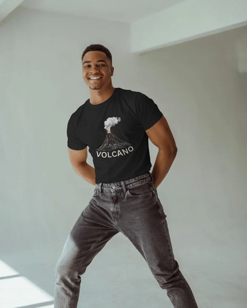 Volcano Eruption- Men Half Sleeve Round Neck T-shirt