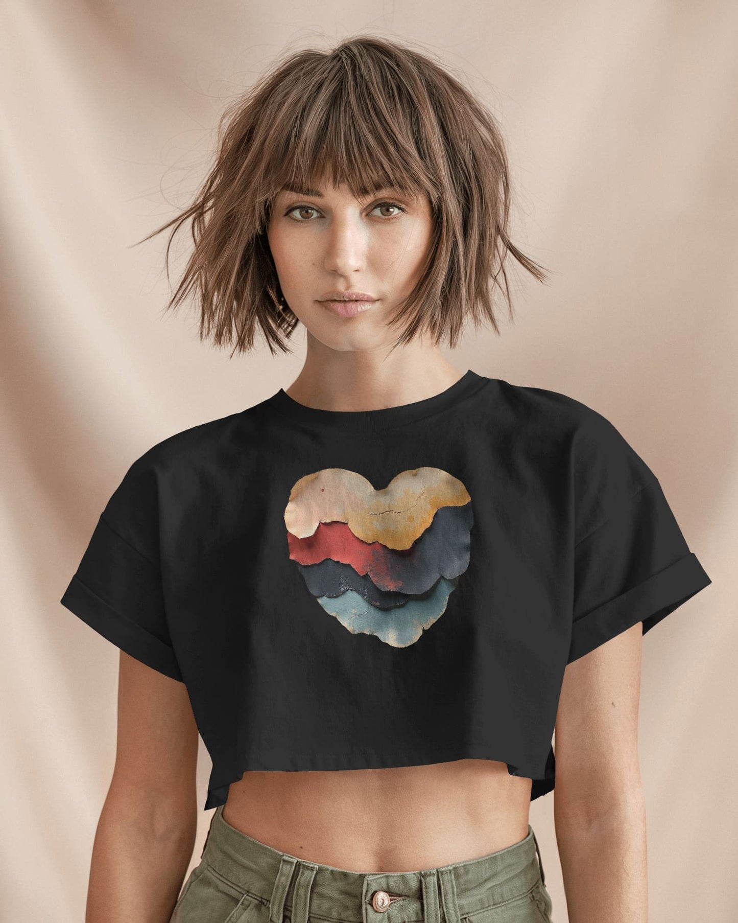 Abstract Heart- Crop Top