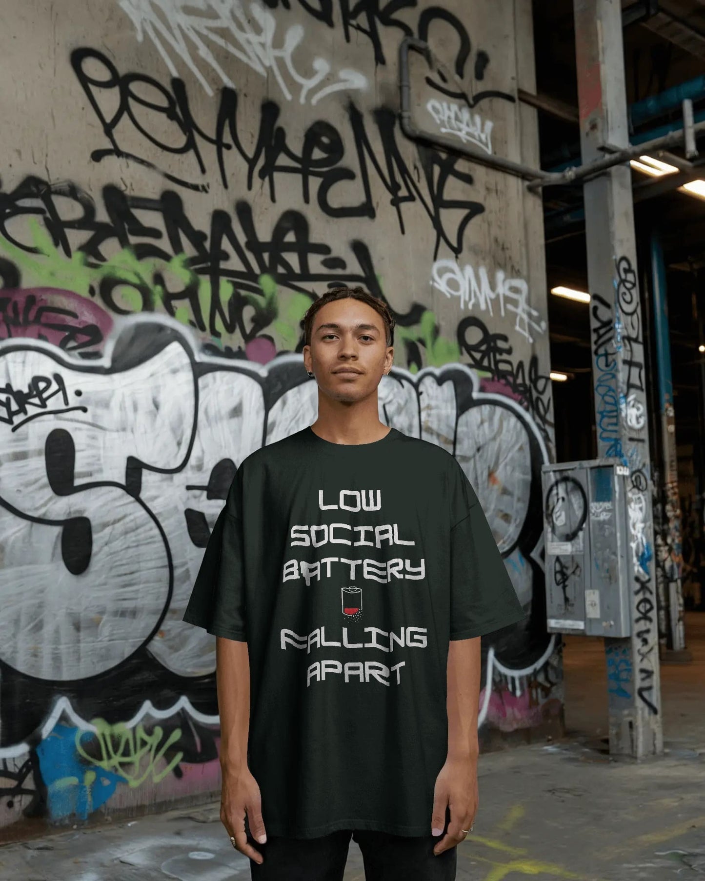 Low Social Battery-Men Oversize T-shirt