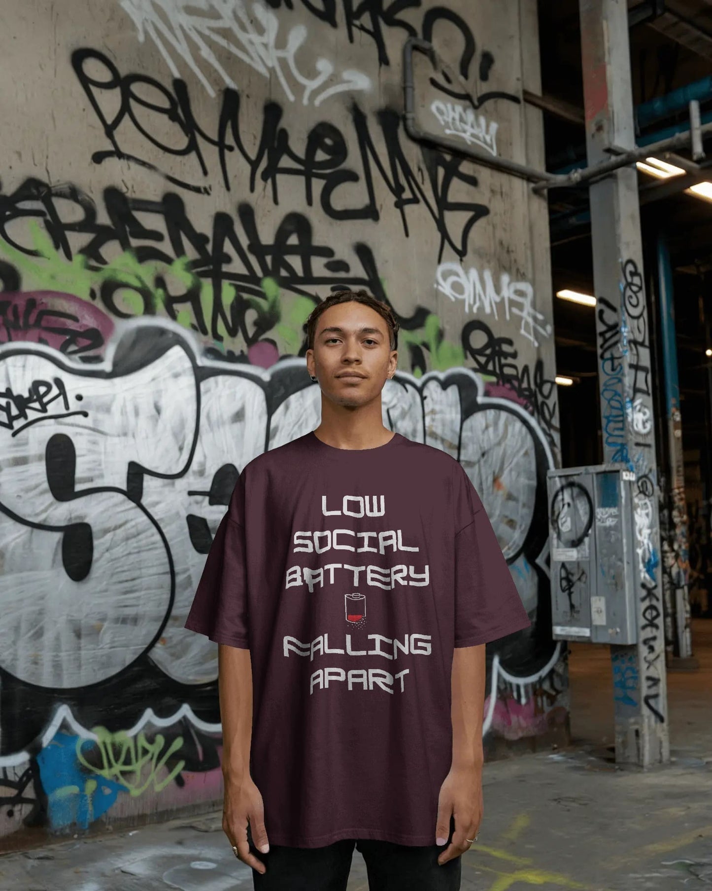 Low Social Battery-Men Oversize T-shirt