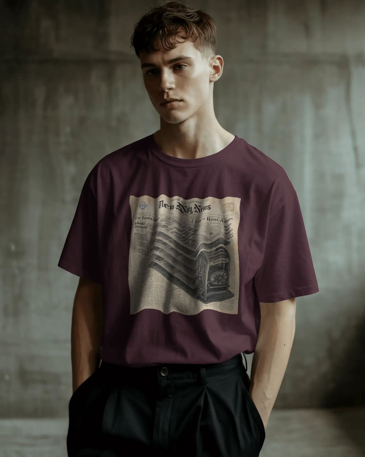 Newspaper Design- Men Oversize T-shirt