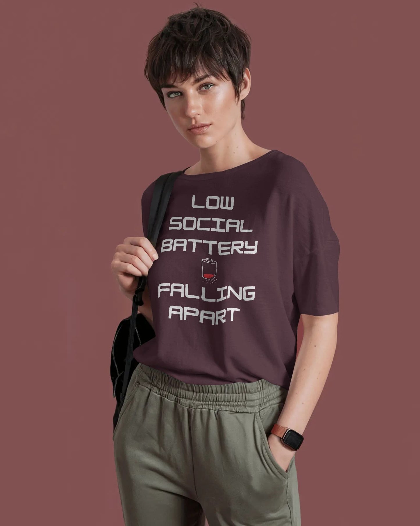 Low Social Battery-Women Oversize T-shirt