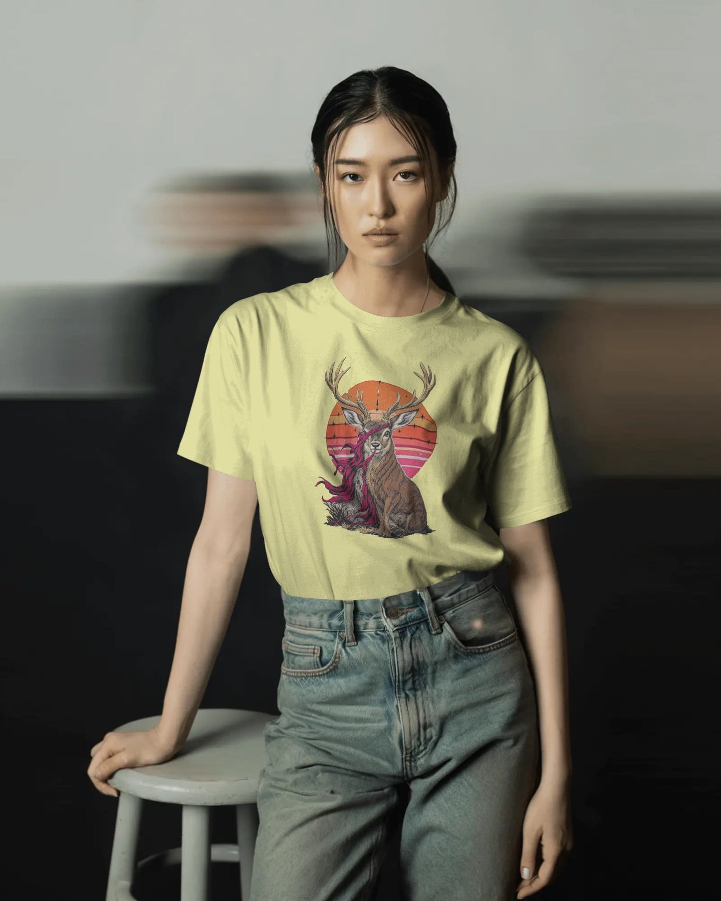 Deer- Women Half Sleeve Round Neck T-shirt