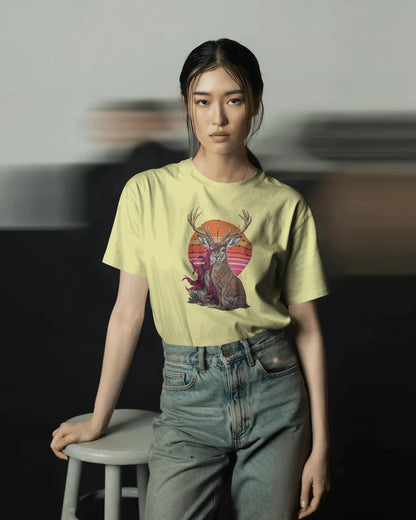 Deer- Women Half Sleeve Round Neck T-shirt