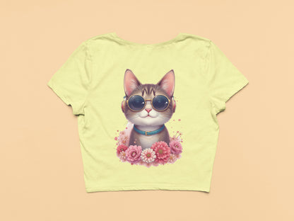 Cat with goggles-Crop Top