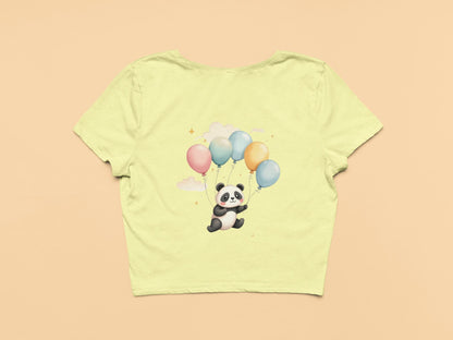 Flying Cute Panda-Crop Top