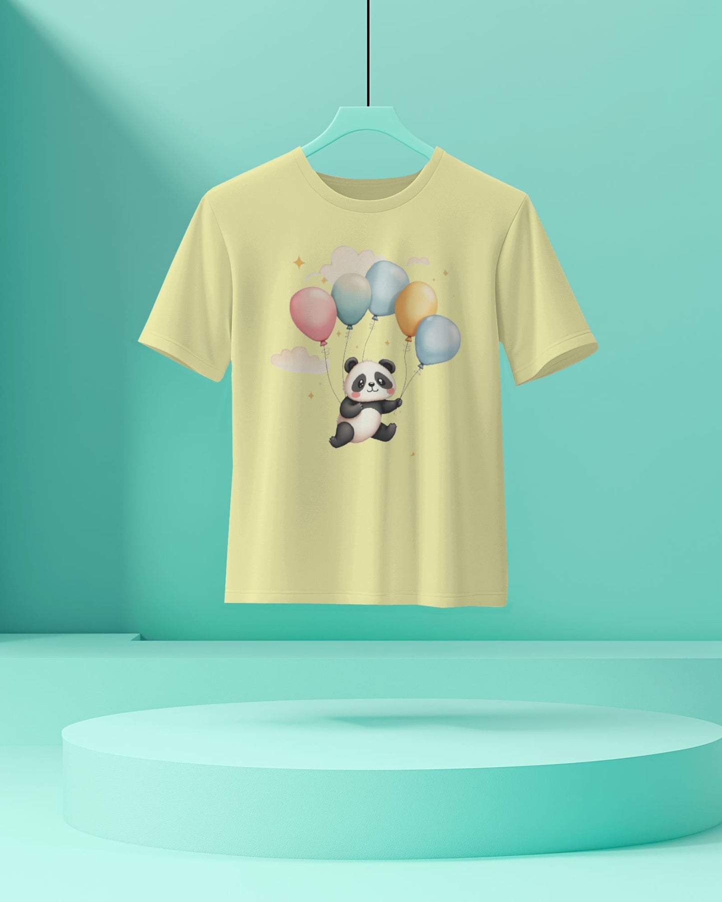 Flying Cute Panda- Women Half Sleeve Round Neck T-shirt