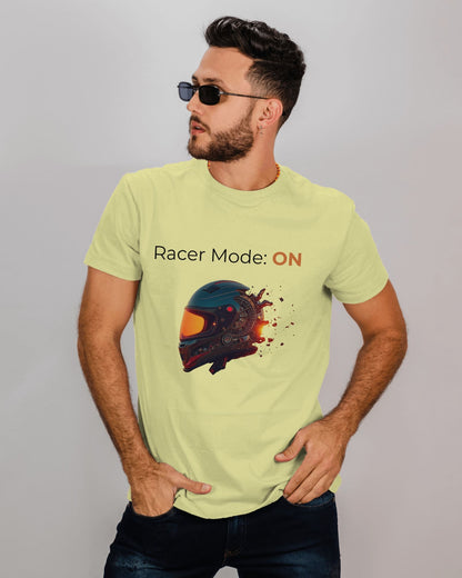 Race Mode: ON- Men Half Sleeve Round Neck T-shirt