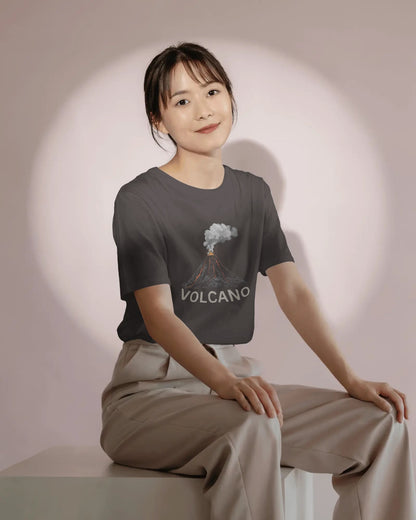 Volcano Eruption- Women Half Sleeve Round Neck T-shirt