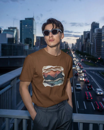 Abstract Mountain View-Men Half Sleeve Round Neck T-shirt