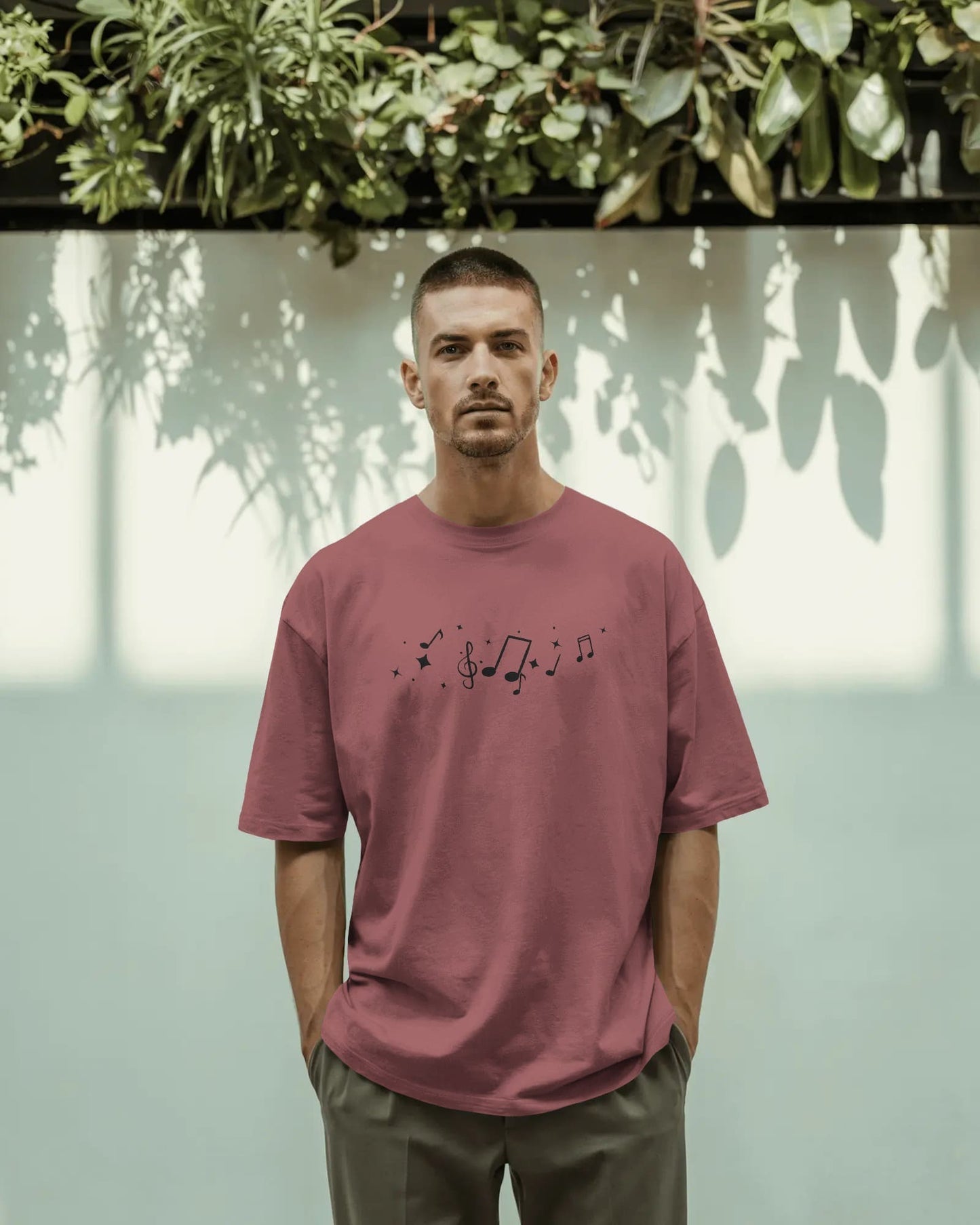 Violin Musical Notes-Men Oversize T-shirt