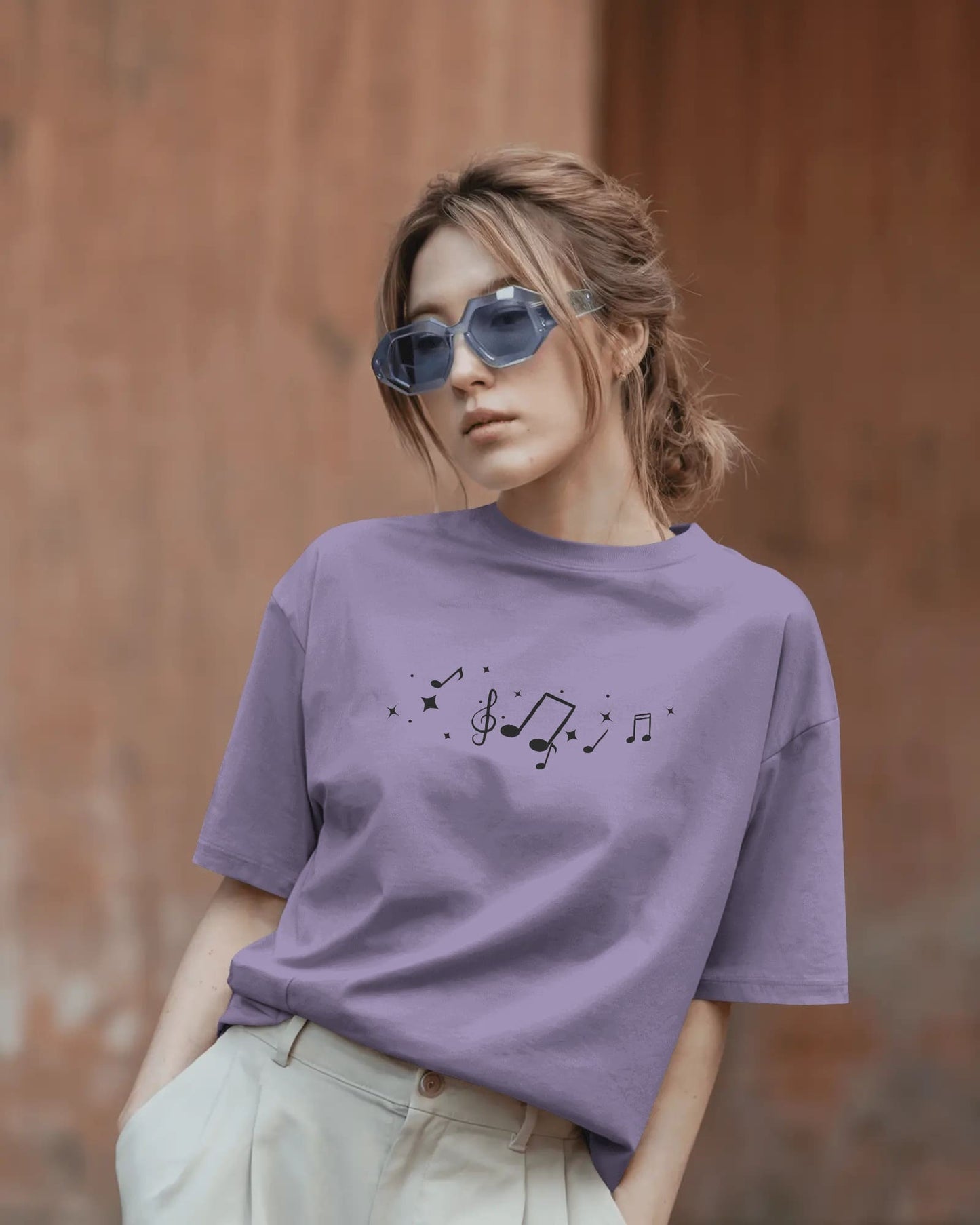Violin Musical Notes-Women Oversize T-shirt