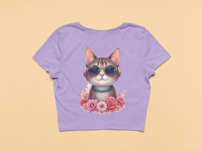 Cat with goggles-Crop Top