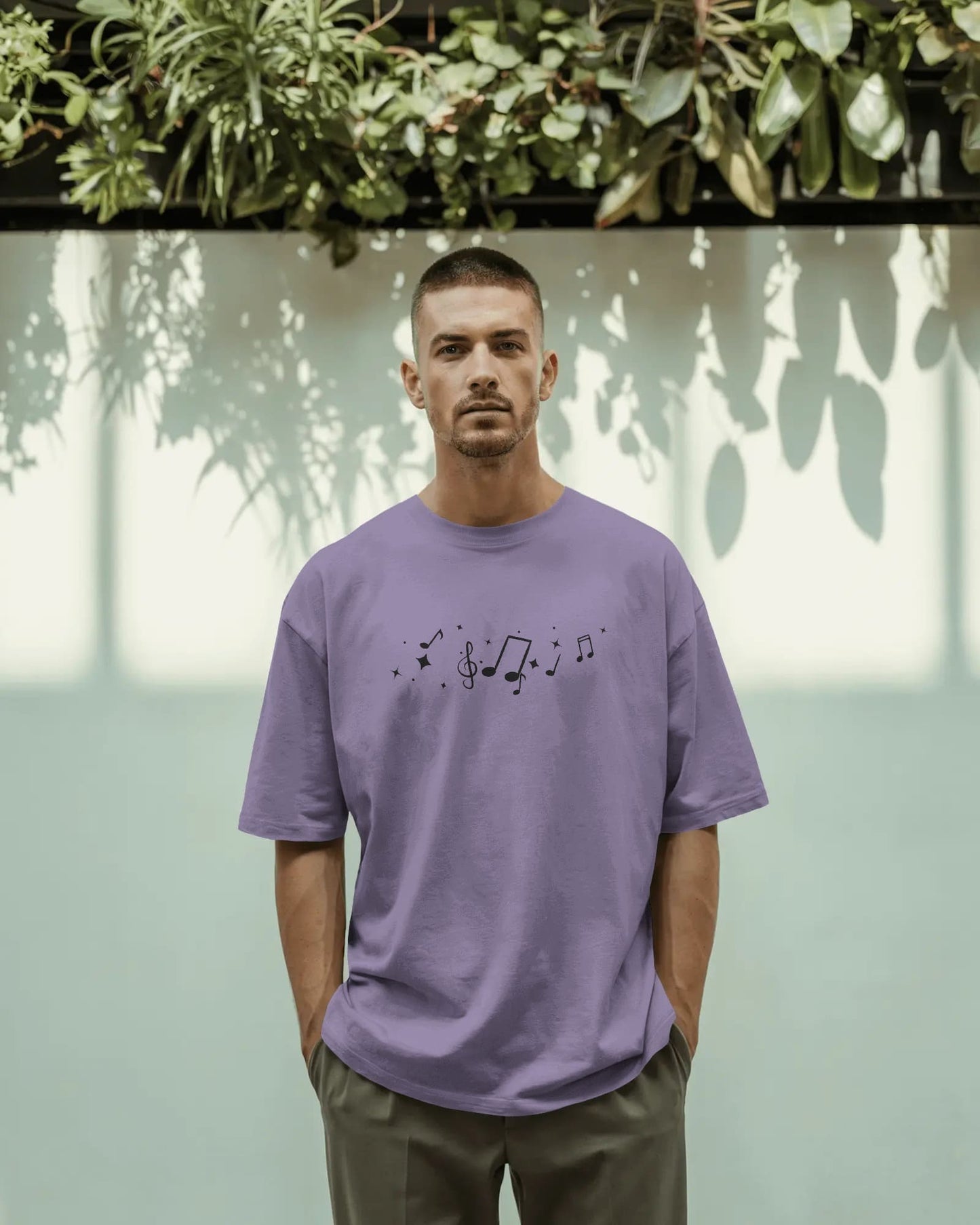 Violin Musical Notes-Men Oversize T-shirt