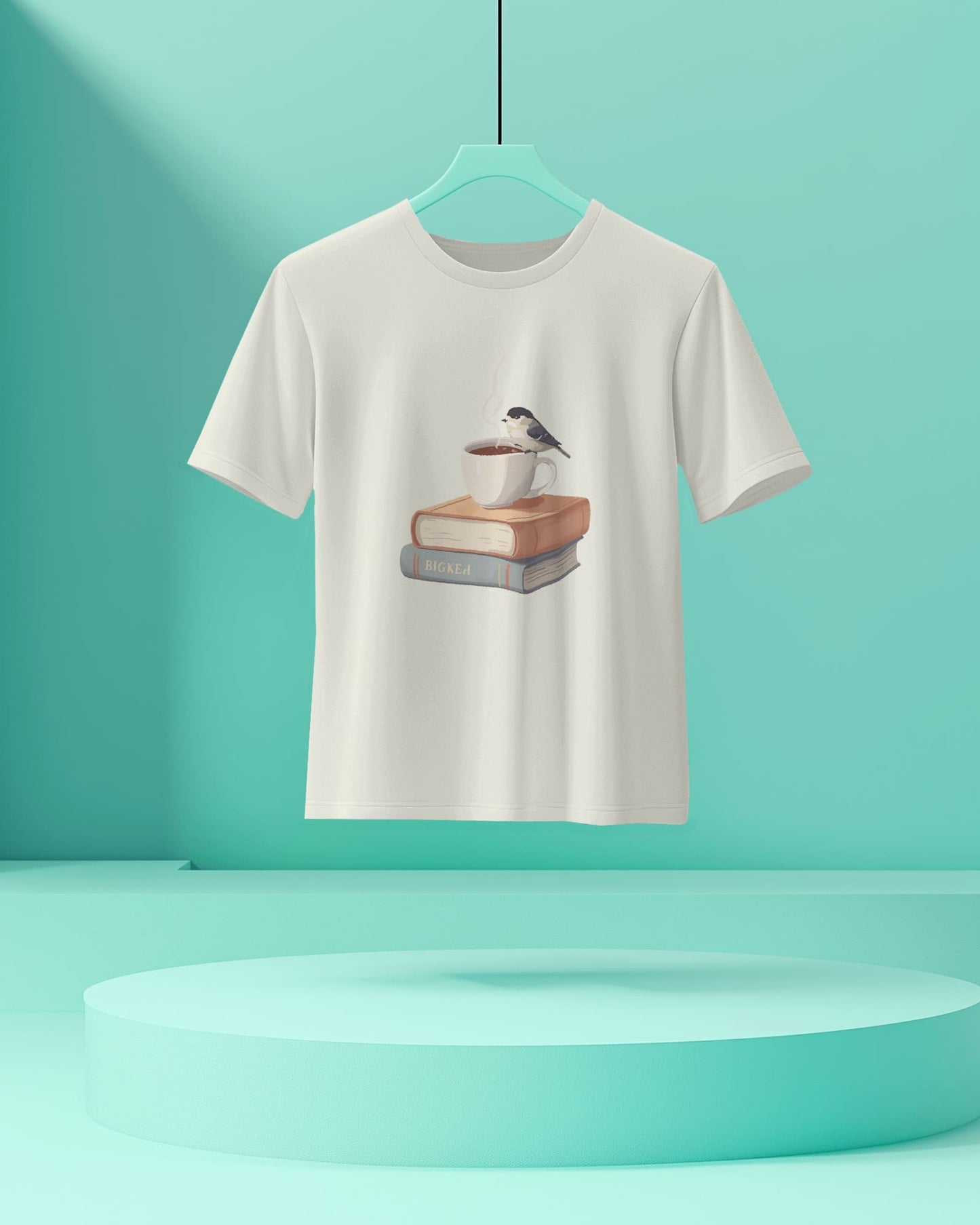 Bird Book & Coffee- Men Half Sleeve Round Neck T-shirt