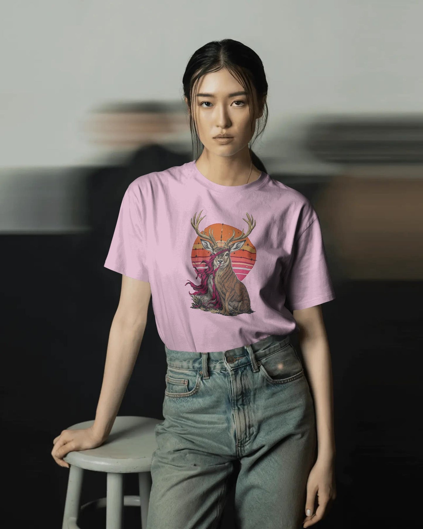 Deer- Women Half Sleeve Round Neck T-shirt