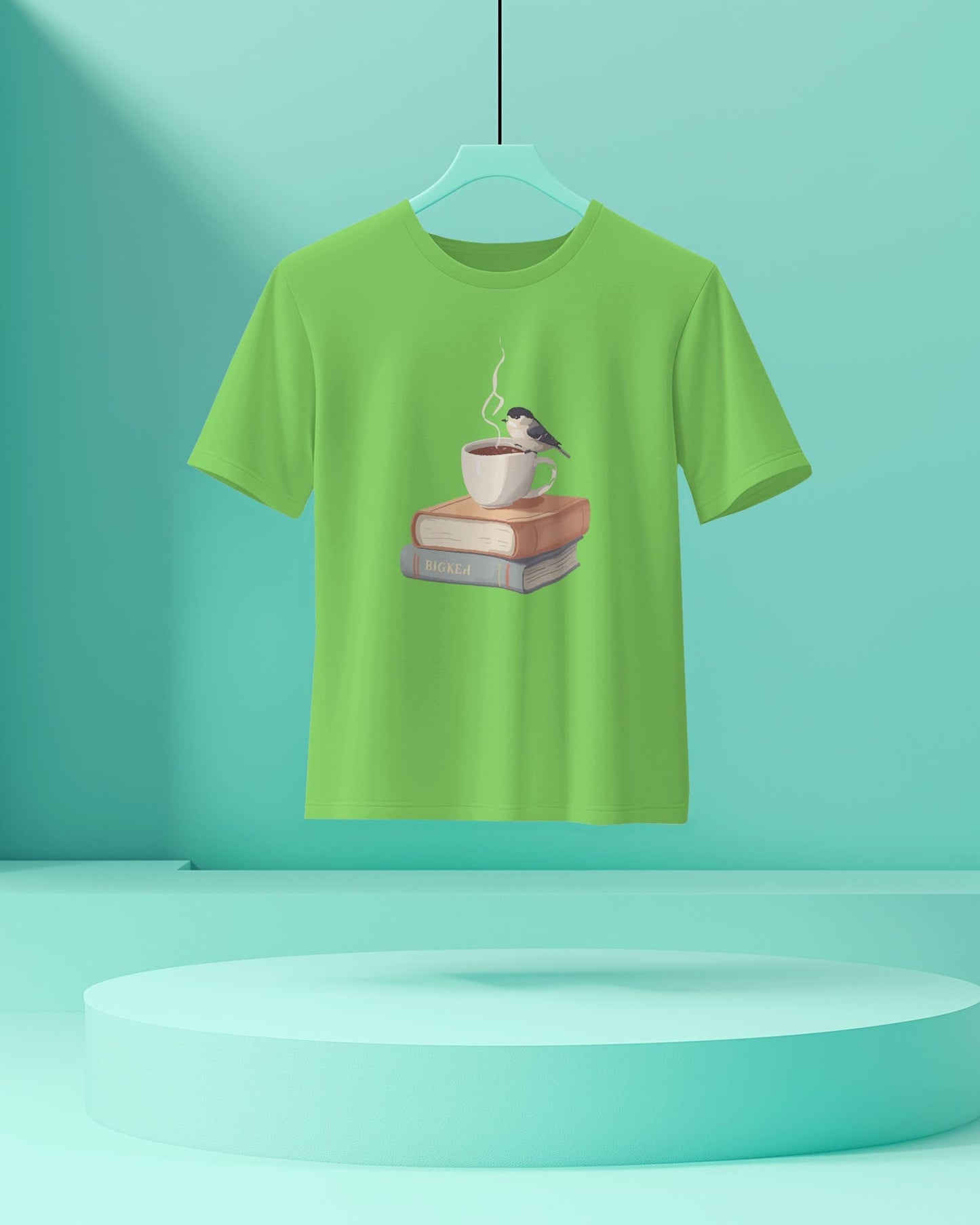 Bird, Book & Coffee- Women Half Sleeve Round Neck T-shirt
