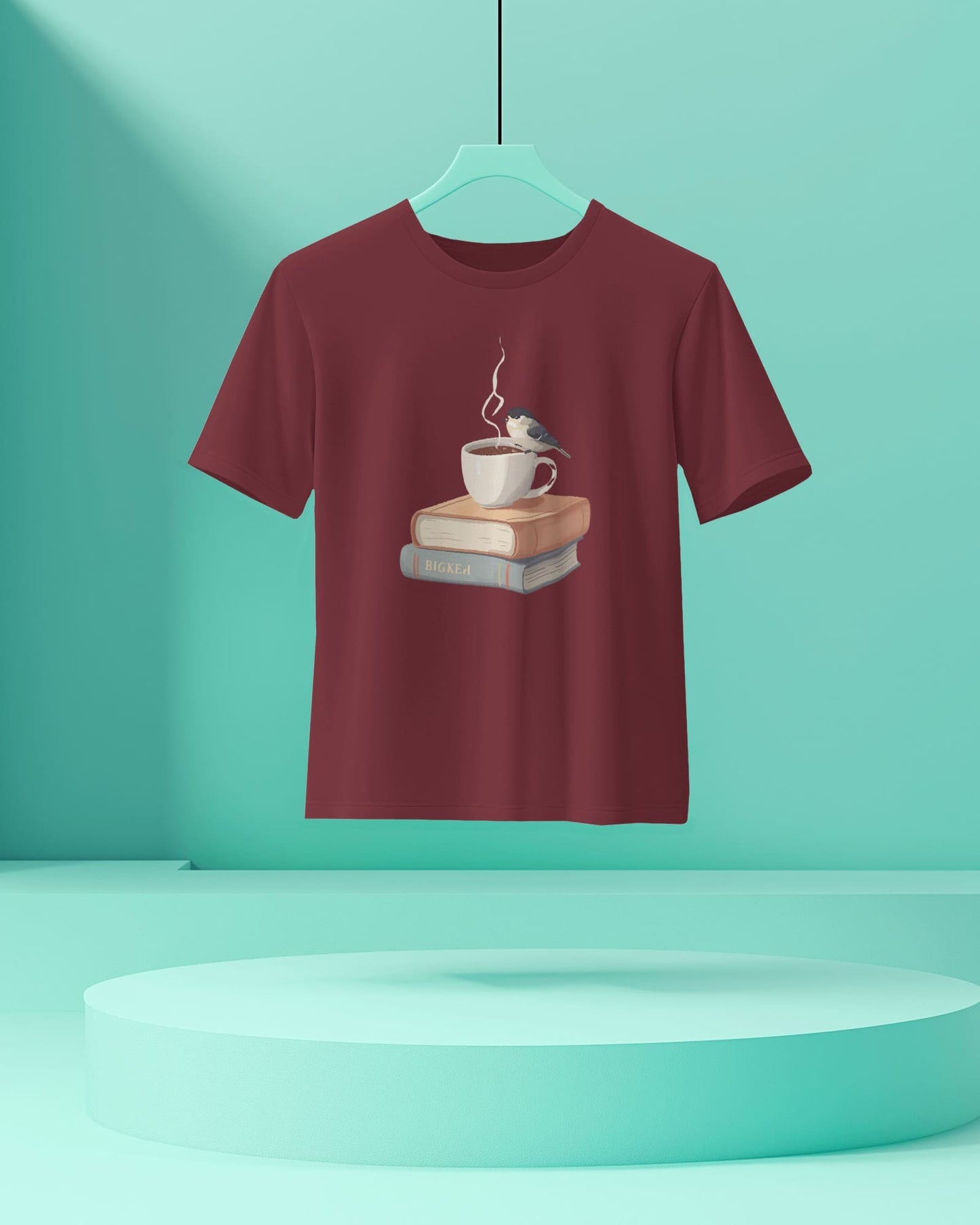 Bird, Book & Coffee- Women Half Sleeve Round Neck T-shirt