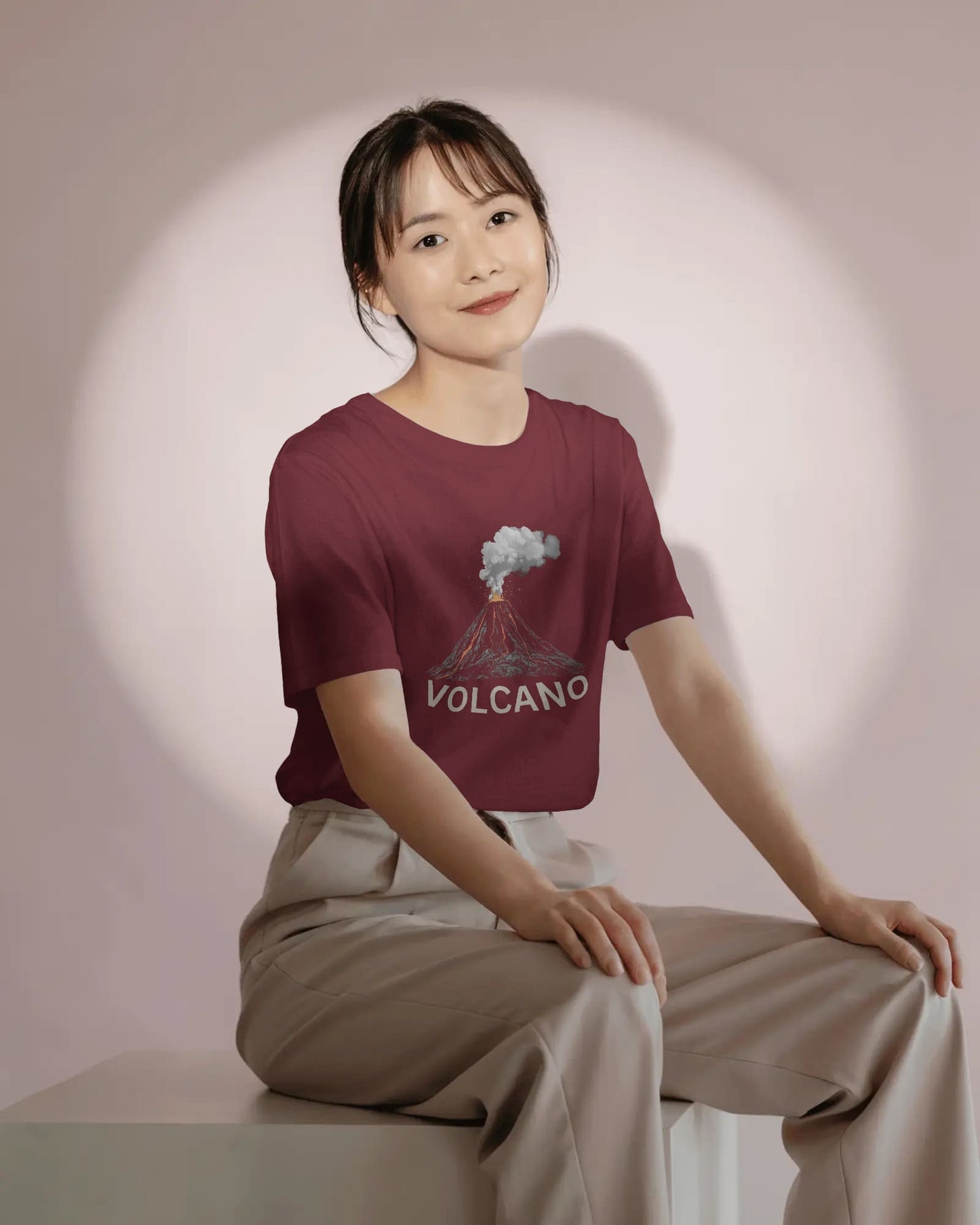 Volcano Eruption- Women Half Sleeve Round Neck T-shirt