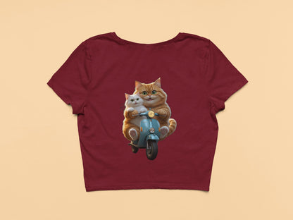 Cute Cat on Scooter- Crop Top