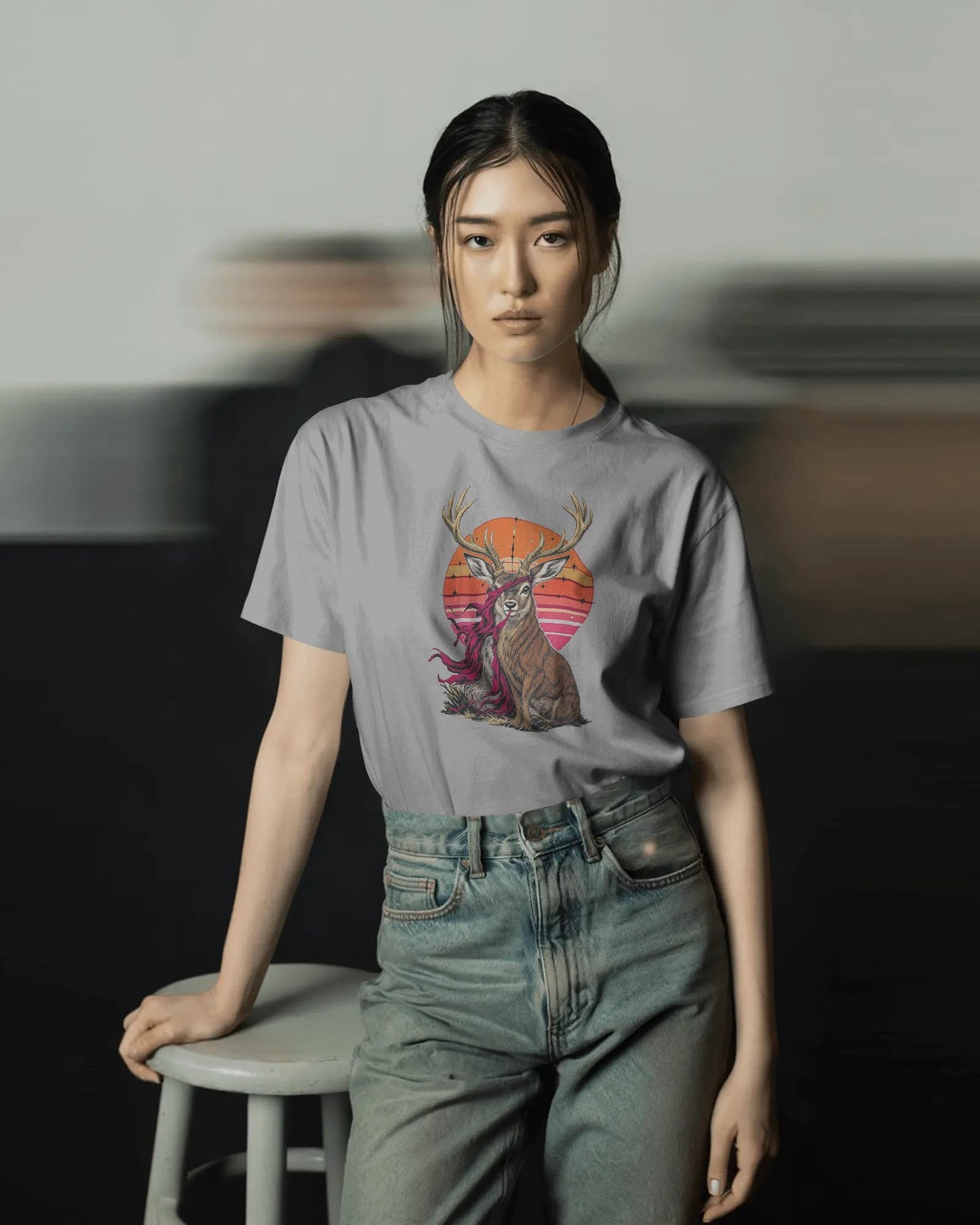 Deer- Women Half Sleeve Round Neck T-shirt